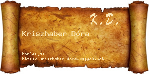 Kriszhaber Dóra névjegykártya